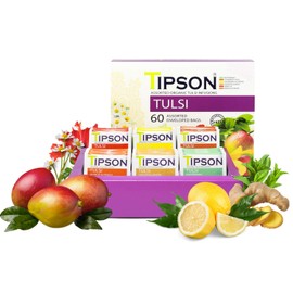 Tipson Tulsi Herbal Infusions - Assorted Flavors - 60 Organic Tea Bags - Double Chambered Bags - nonGMO - Caffeine Free - Gluten Free …