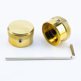 OVSAL 2PCS Electric Bass Guitar Metal Knobs Zinc Alloy Guitar Control Knobs Electric Guitar Volume Tone Knobs Compatible with Strat Telecaster Les Paul Electric Guitar or Bass（Vacuum Gold）