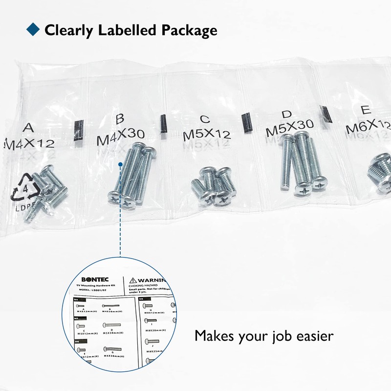 BONTEC Universal TV Mounting Hardware Kit Compatible with Most TVs