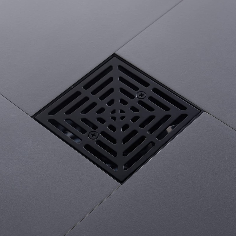 DEOKXZ 4-1/4 Inch Black Shower Drain Square, Base with Adjustable