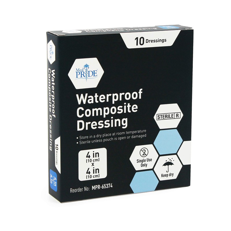 MED PRIDE Sterile Waterproof Foam Composite Dressing Pads for Shower,
