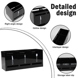 Küchenutensilienhalter Schwarz – 3-Fach Besteck Organizer aus Acryl, Behälter für Küchenutensilien mit offenem Design, Großes Fassungsvermögen Moderner Besteckkorb für Silberbesteck & Küchenwerkzeuge