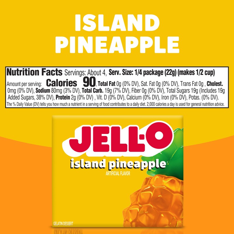 Jell-O Gelatin Dessert Island Pineapple, 3 OZ