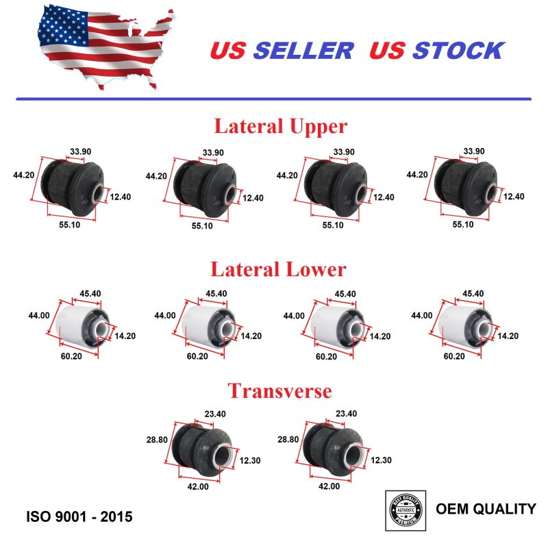 2MPLASTIC Rear Lateral Upper Lower and Rear Arm Bushing Set