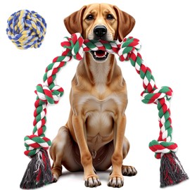 Ryvaxxi Dog Rope Toys for Aggressive Chewers Extra Large, 40In 6 Knots Tough Cotton Chew Toys with Ball, Indestructible Tug of War Rope Dog Pull Toy for Large Medium Breeds Teeth Cleaning