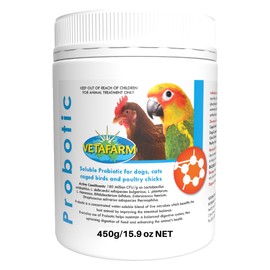 Vetafarm Probiotic Powder for Cage Birds & Backyard Poultry - Gut Flora Support - 450g (15.9oz)