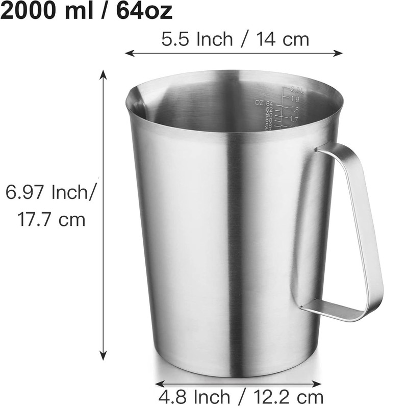 CURTA 18/8 Stainless Steel Measuring Cup with Handle and Pour