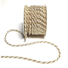 s.dekoda Cord 15 m x 4 mm Two-Tone White Gold Twist Cord Decorative Ribbon Cord