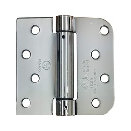 Spring Self-Closing Hinges, 4 Inch Square with 5/8 Inch Polished Chrome, Adjustable Door Closing, 2 Pack