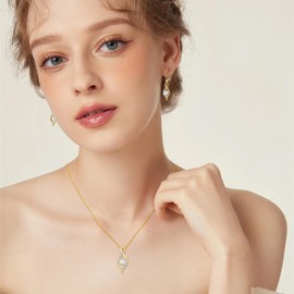 Inpasne 18K Gold Plated Freshwater Pearl Necklace for Women 925 Sterling Silver Infinity Pendant Necklace Pearl Jewelry Gifts for Her