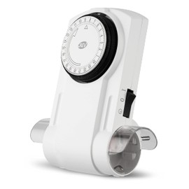 REV Zeitschaltuhr Twintime - mechanische Schaltuhr für die Steckdose, 96 Zeiten/Tag, 1800W, weiß