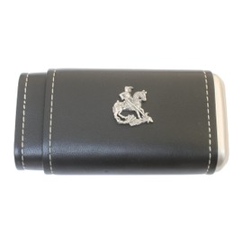 St George and the Dragon Cigar Tube Leather Covered Black Case With Cedar Lining In Gift Box 577