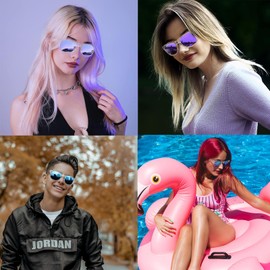 KANASTAL Sunglasses for Men Women Polarized Blue Sunglasses and Purple Sun Glasses UV400 Protection Square Frame Driving Fishing Beach