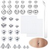 viallolipa 36Pcs Fake Belly Piercing, Fake Nose Piercing Studs Eyebrow