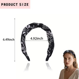 Paisley Bandana Headband Hairband for Women Girls Black Twist Knot Headband for Washing Face Makeup Knotted Knot Hairband for Thick Fine Hair Black Bandana Hair Accessories