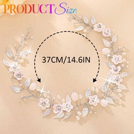 Unicra Silver Pearl Hair Vine Bridal Wedding Hair Piece Flower Hair Accessories for Brides and Women (Silver)