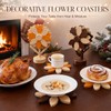 Sunflower Trivets for Hot Dishes, 5Pc Wooden Tree Trivet Stand