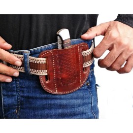 Handmade Sheath Vintage Pancake Design Folding Blade Pocket Buck 110 Knife Sheath Case Cover