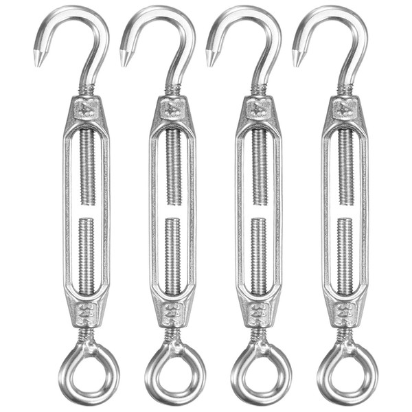 M METERXITY 4-Pack Turnbuckle Hook and Eye, M4 Stainless Steel
