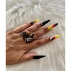 Feral Edge “Shiny Sunset” Press-on Glue-on Long Stiletto Nails 24pcs