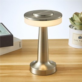 Lámpara de Mesa LED Portátil Control Táctil Retro, Lámparas de Mesa Modernas, 3 Niveles de Temperatura de Color Lámpara de Mesa Recargable Luz Nocturn