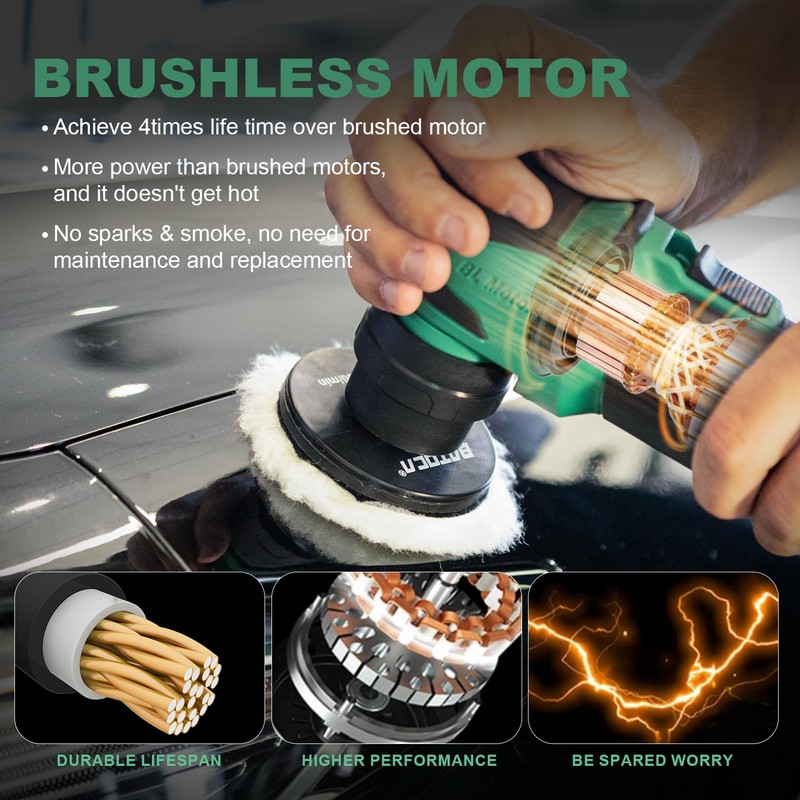 BATOCA S4 Cordless Polisher for Car Detailing with 2Pcs 12V