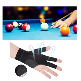TOPDANCHUANG Anti Slip Billiard Glove 3 Fingers Show Gloves Left Hand Snooker Glove Billiard Accessories Fits on Left Hand for Men Women (Black, 4)