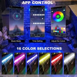 PONDO 24'' APP Pool Waterfall with 16 Colors LED Lights, Acrylic Pond Fountain Set for Outdoor Decorations, Patio Waterfall Spillway Kit on The Wall for Garden, Easy Installation