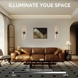 Battery Operated Wall Sconce Set of Two,USB Rechargeable Wall Sconce with Remote Control,3000K-6500K Infinite Dimmable Wall Lamps for Bedroom,Background Wall,Living Room,Hallway,Wall Decor,28inch