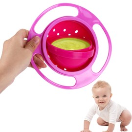 DZCYAOHL 360 Degrees Gyro Bowl,Unspillable Snack Toddler Bowl, Universal Anti Spill Bowl, Magic Gyro Bowl Anti Spill Baby Bowl, Magic Bowl for Babies Kids (Red)