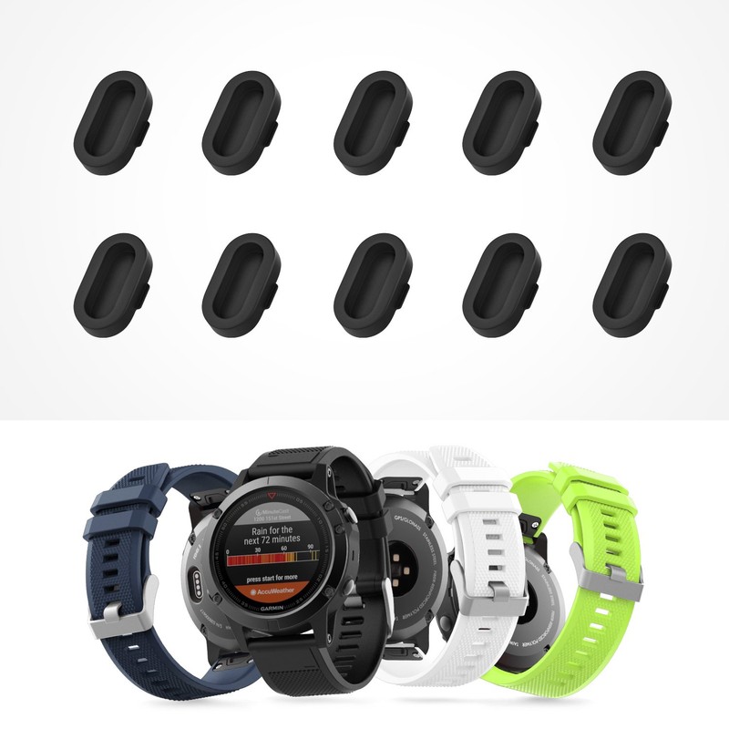 MoKo 10-Stück Silikon Staubstecker Kompatibel mit Garmin Fenix 7/7S/7X/6/6S/6X/5/5S/5X/Vivoactive 3/4/Forerunner