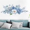 Blue-Gray Peony Flowers Wall Stickers, sacinora Floral Art Plants Wall