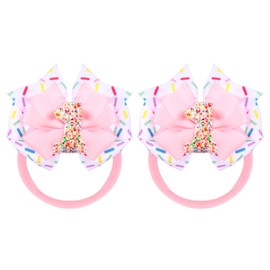 2Pcs Birthday Hair Bow for Baby Girls 1 2 3 4 5 7 Years Bow Sprinkles Decorations Confetti Ice Cream Birthday Party Decorations Pink Toddler Hair Clips Accessories for Girls(One)