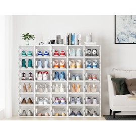 SIMPDIY Shoe Organizer, 12 Pack Shoe Storage Shoe Organizer for Closet, Shoe Boxes Clear Plastic Stackable Shoe Storage Boxes for Size 13