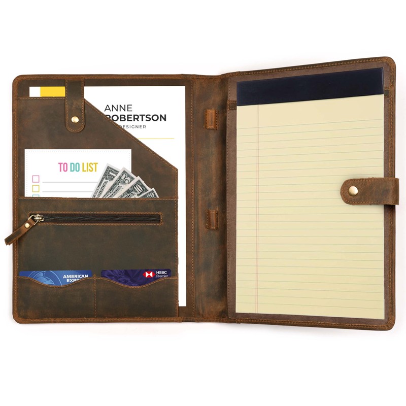 Leather Village Leather Portfolio Organizer - Professional Business Padfolio for