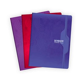 Clairefontaine 7496C - Exercise Book Calligraphe DIN A4+ 24 x 32 cm 70 Sheets French Ruling 70 g Stapled Assorted Colours 1 Piece