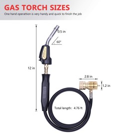 Propane Torch Hand Hose, Mapp Gas Torch,Welding Torch,Hose Length 1.5M/60"-with Hook