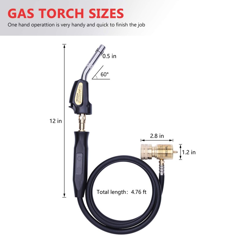Propane Torch Hand Hose, Mapp Gas Torch,Welding Torch,Hose Length 1.5M/60"-with