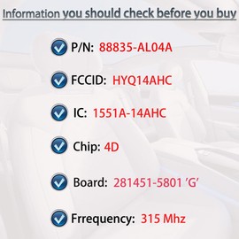 SUPALAND Smart Key Fob Keyless Entry Fits for 2014-2018 Subaru Legacy Outback Impreza WRX STI Forester Crosstrek XV BRZ Remote Control Key Replacement FCC ID:HYQ14AHC 281451-5801 G Board