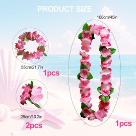 Hawaiian Necklaces, Hawaii Flower Chains, Hawaiian Chain, Hair Band, Bracelets, Grass Skirt, Hawaii Chains Flowers, Hawaiian Decorative Garlands, Party Costume Accessories, Flower Chain Decoration