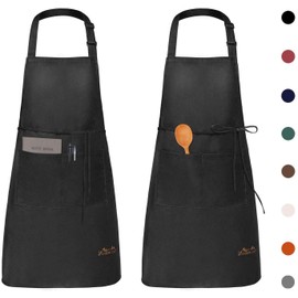 Viedouce 2 Packs Apron Cooking Kitchen Waterproof,Adjustable Chef Apron with Pockets for Home,Restaurant,Craft,Garden,BBQ,School,Coffee House,Apron for Men Women