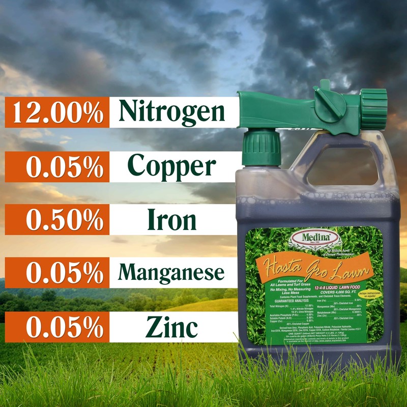 Medina HastaGro Liquid Lawn Fertilizer - 12-4-8 Liquid Fertilizer for