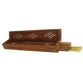 Simply essential Wooden Hand Carving Incense Stick Cone Holder Smoke Box Made by Rosewood