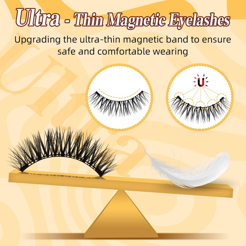 QUEWEL Magnetic Eyelashes, Reusable No Glue Needed Magnetic Eyelashes Kit