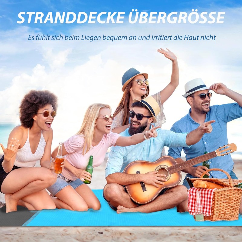 Picnic Blanket, Waterproof, Ultralight Beach Mat, Quick-Drying Beach Blanket, Sand-Free,