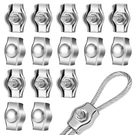 Yuanchu Pack of 15 M2 Wire Rope Clamps, 2 mm Rope Clamp, Stainless Steel 304 Cable Clamp, Wire Rope Clips, Simplex Clamp for Wire Rope, Steel Rope, Washing Line Tensioner, Awning Fixed (M2)
