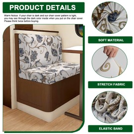 CRFATOP Printed RV Dinette Cushion Covers Set of 2 Soft Camper Seat Slipcover Stretch Sofa Loveseat Chair Cover Futon Protector for RV Camper Car Bench 2 Backrest Cover & 2 Bench Cover,B28