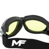 MotoFrames Vulcan Padded Shatterproof Anti-Fog Motorcycle Goggles Black Frames w/Yellow