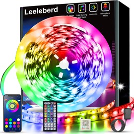 50ft Led Lights for Bedroom, Bluetooth Smart APP Control RGB Color Changing Led Strip Lights with Remote Control and Power Adapter Led Lights for Room Kitchen Party Home Decoration