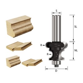 ENT 16850 Roller Shutter Cutter Concave & Convex HW, Shaft (S) 8 mm, Diameter (D) 25.4 mm, NL 15.9 mm, R 3.18 mm, SL 32 mm, with Ball Bearing
